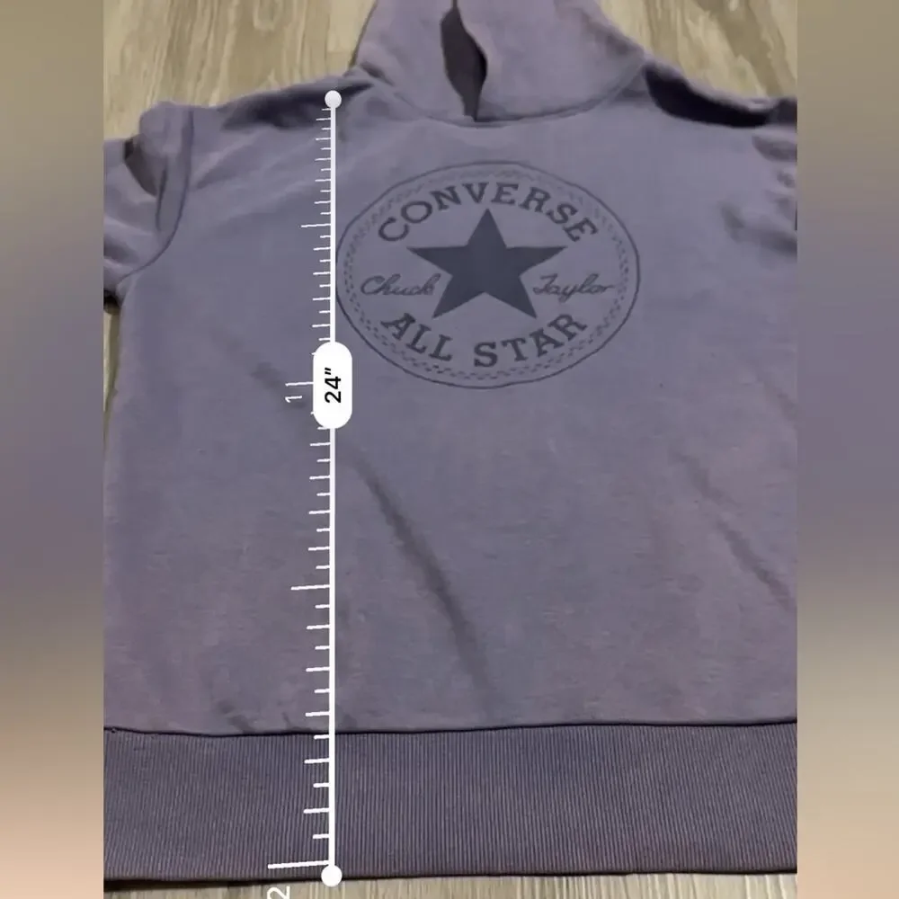 Converse Boy's Slate Purple Washed Long Sleeve Pullover Hoodie Sweatshirt Size L